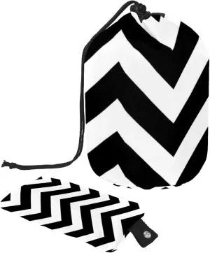 Travel Cosmetic Bags bucket Makeup Bag, Black White Chevron Zigzag Women Portable Foldable Cases, Multifunctional Toiletry Bucket Bags Round Organizer Storage