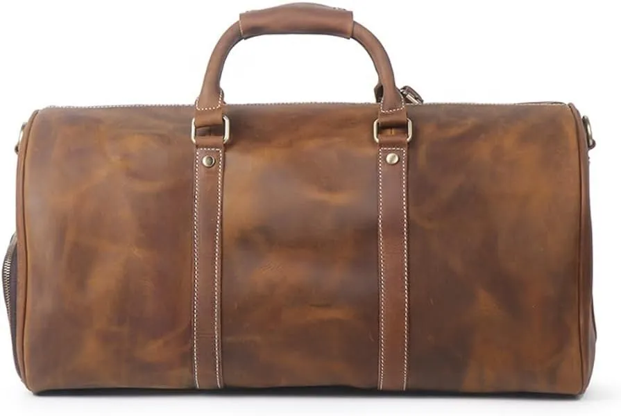 Travel Duffle Bag for Men Retro Gym Bags Waterproof Sport Bag Large Travel Tote Duffle Bags Overnight Weekender Bag with Shoe Compartment(Vintage brown)