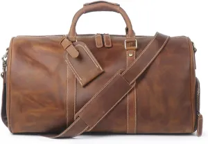 Travel Duffle Bag for Men Retro Gym Bags Waterproof Sport Bag Large Travel Tote Duffle Bags Overnight Weekender Bag with Shoe Compartment(Vintage brown)