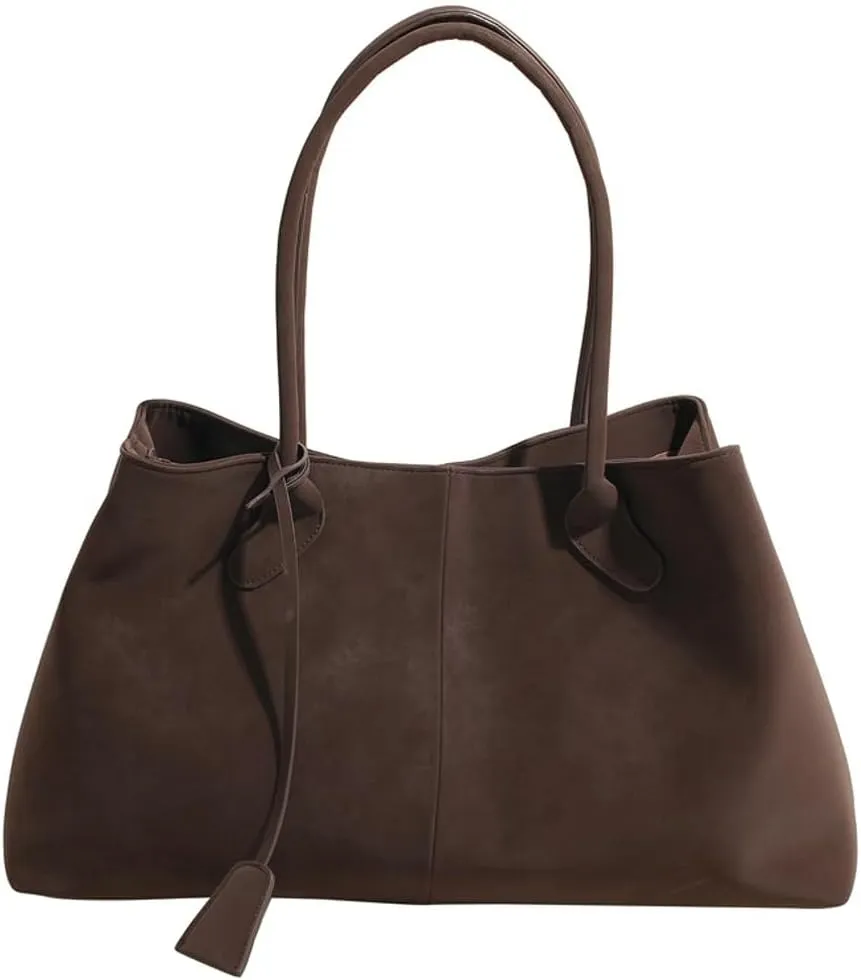 Trendy Suede Shoulder Bag for Women Casual Purse Large Tote Bag Handbag Top Handle Satchel Commuter Underarm Bags
