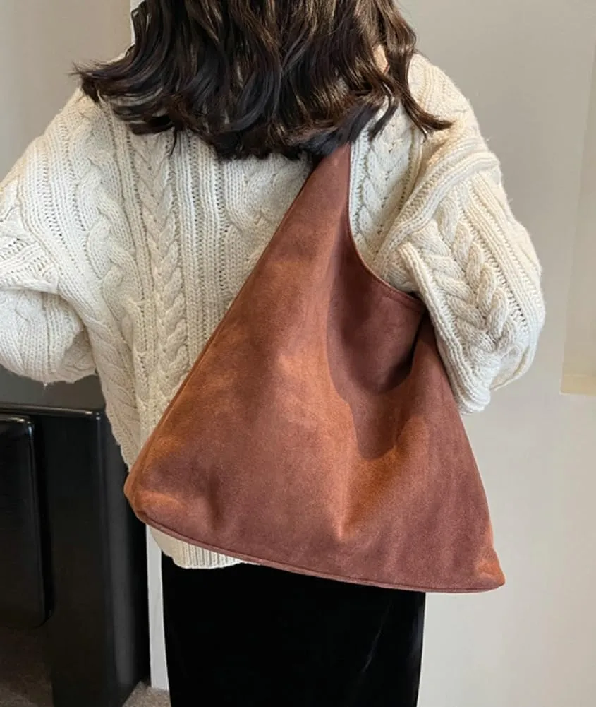 Trendy Suede Tote Bags for Women Work Bags Retro Suede Slouchy Bag Travel Handbag Office College Tote Handbag 2025