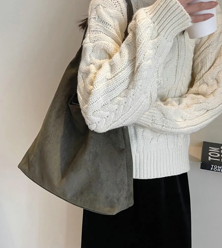 Trendy Suede Tote Bags for Women Work Bags Retro Suede Slouchy Bag Travel Handbag Office College Tote Handbag 2025