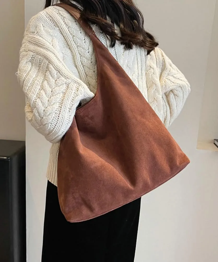 Trendy Suede Tote Bags for Women Work Bags Retro Suede Slouchy Bag Travel Handbag Office College Tote Handbag 2025