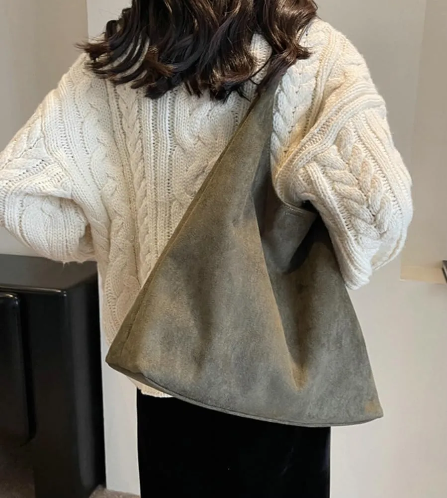 Trendy Suede Tote Bags for Women Work Bags Retro Suede Slouchy Bag Travel Handbag Office College Tote Handbag 2025