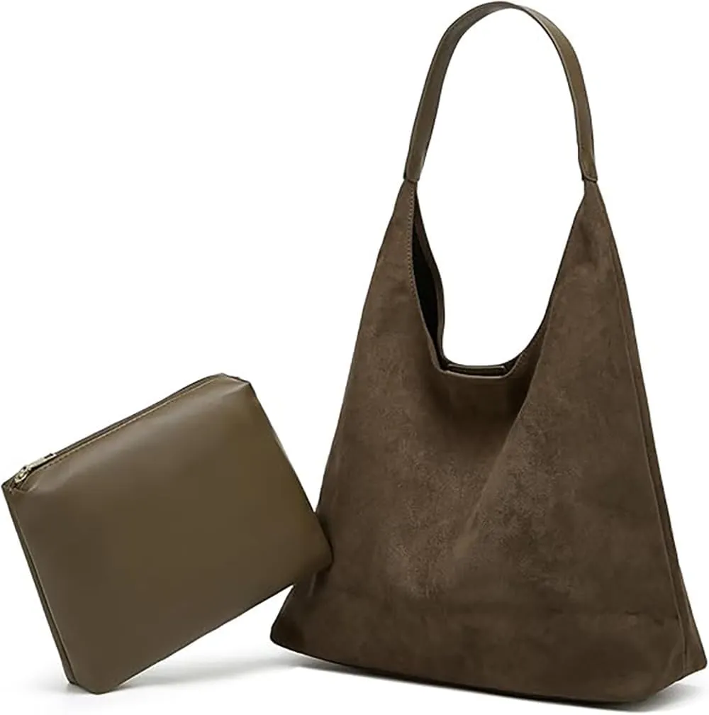 Trendy Suede Tote Bags for Women Work Bags Retro Suede Slouchy Bag Travel Handbag Office College Tote Handbag 2025