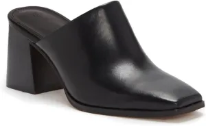 Trish Lucia Womens Chunky Stacked Heel Mules Closed Square Toe Heeled Slip on Clogs Casual Backless Loafers Shoes