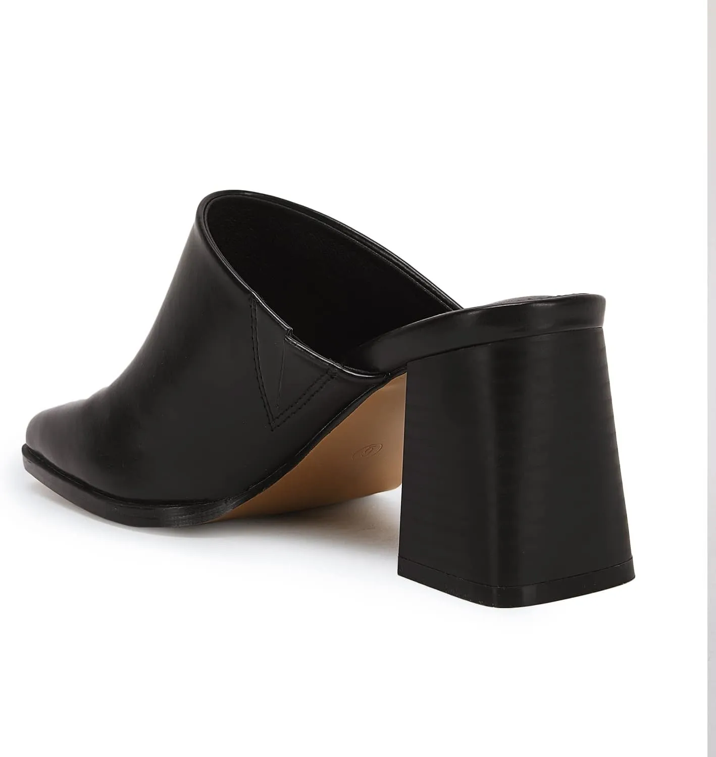 Trish Lucia Womens Chunky Stacked Heel Mules Closed Square Toe Heeled Slip on Clogs Casual Backless Loafers Shoes