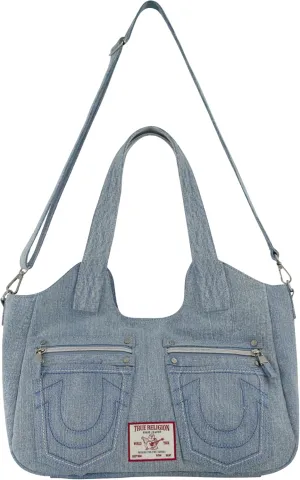 True Religion Women's Satchel Bag, Crossbody Purse Handbag with Horseshoe Logo Stitching