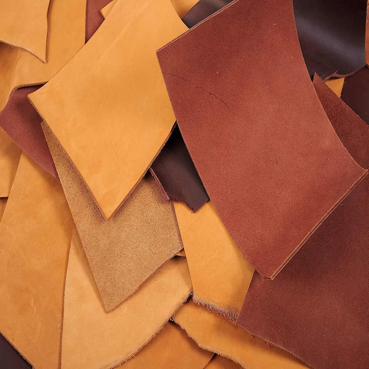 TUZECH Leather Scrap - Large Pieces of Full Grain Leather Cowhide Remnants Bag - Design & Make Crafts - Mixed Colors (1 Lbs)