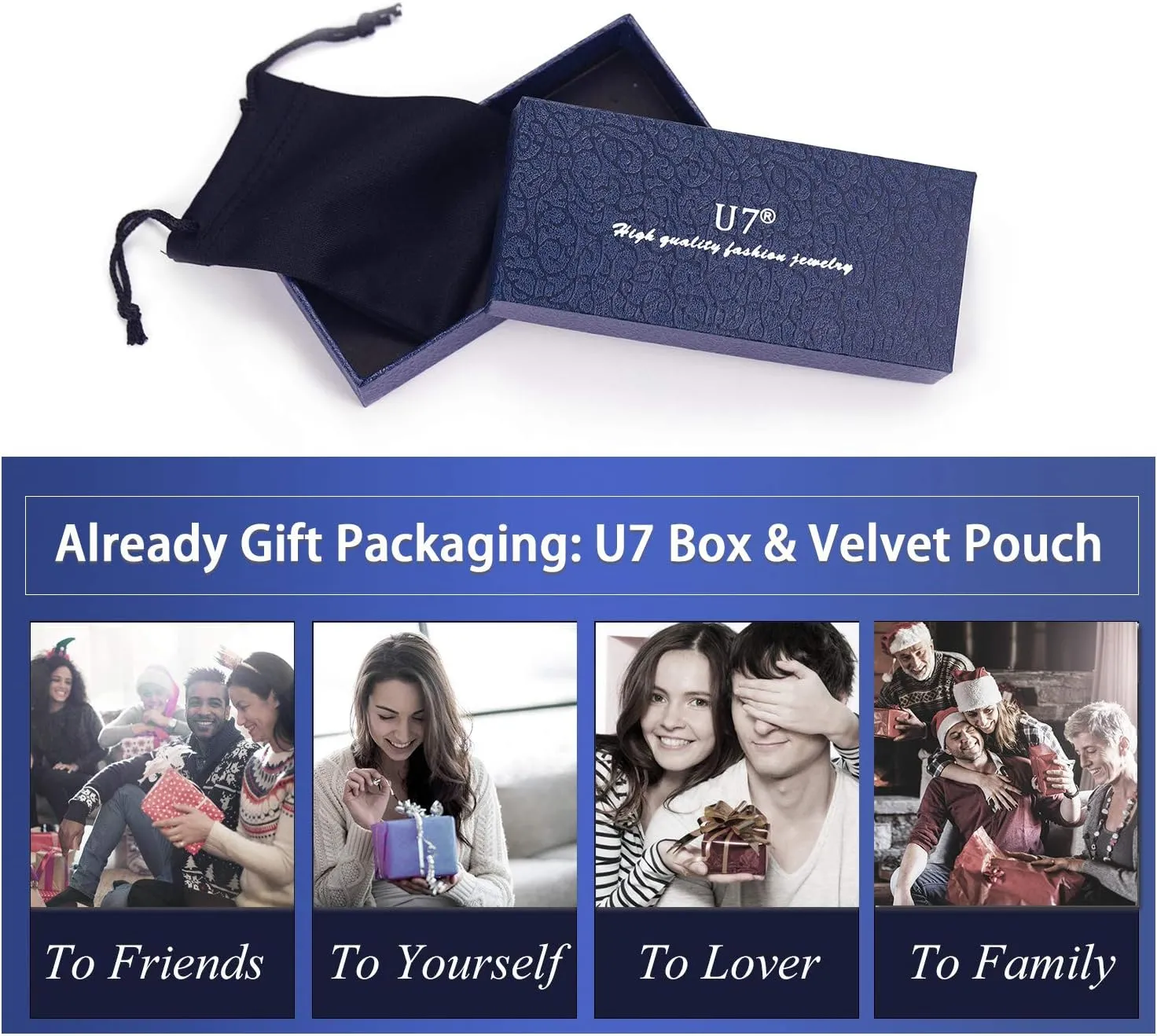 U7 Women Locket Necklace Platinum 18K Gold Photo Lockets that Hold Picture,Chain 20 Inch Personalized Gift Custom Love Heart Image Necklaces