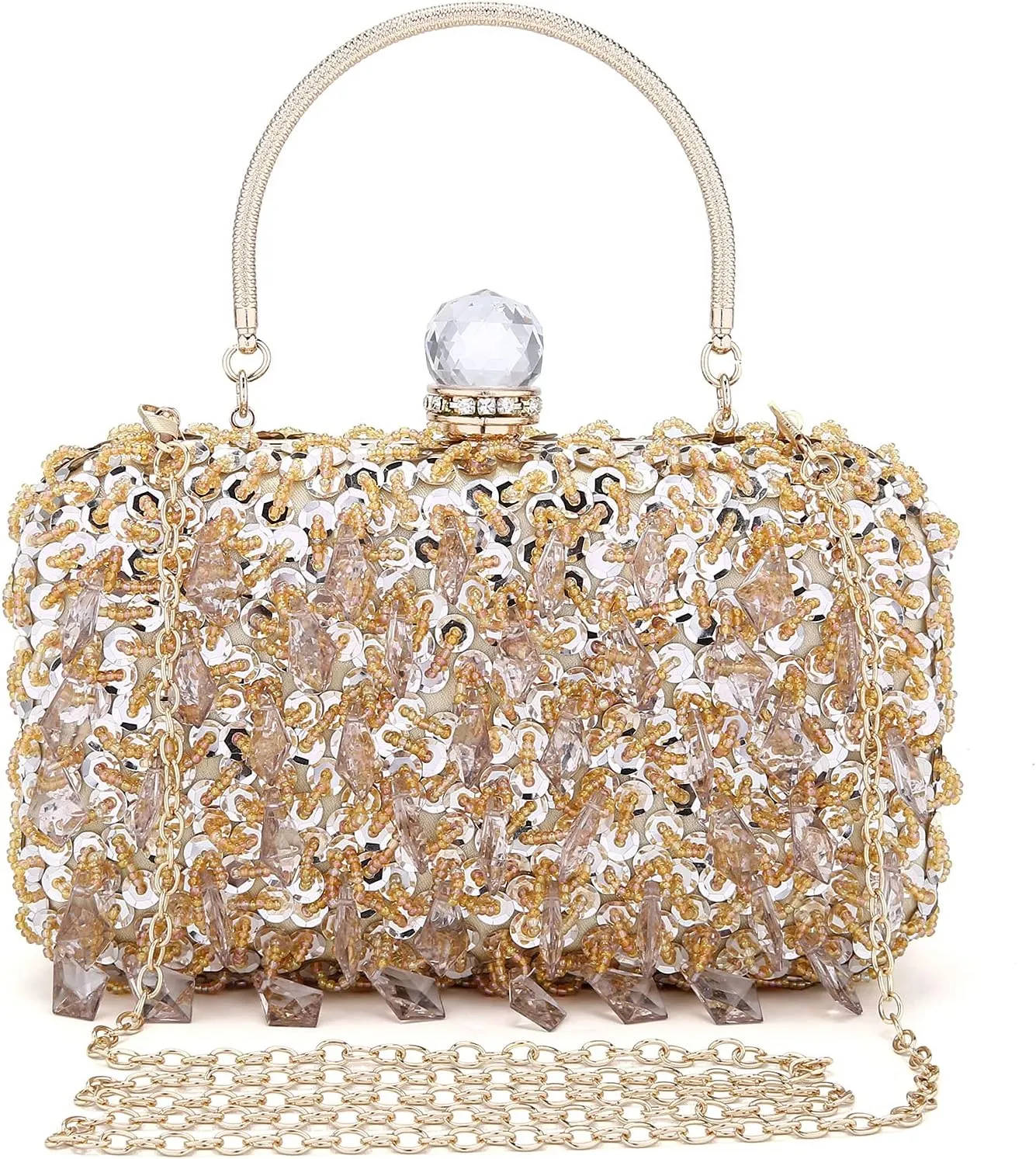 UBORSE Women Wedding Clutch Rhinestone Bling Sequin Evening Bags Vintage Crystal Beaded Cocktail Party Party Purse