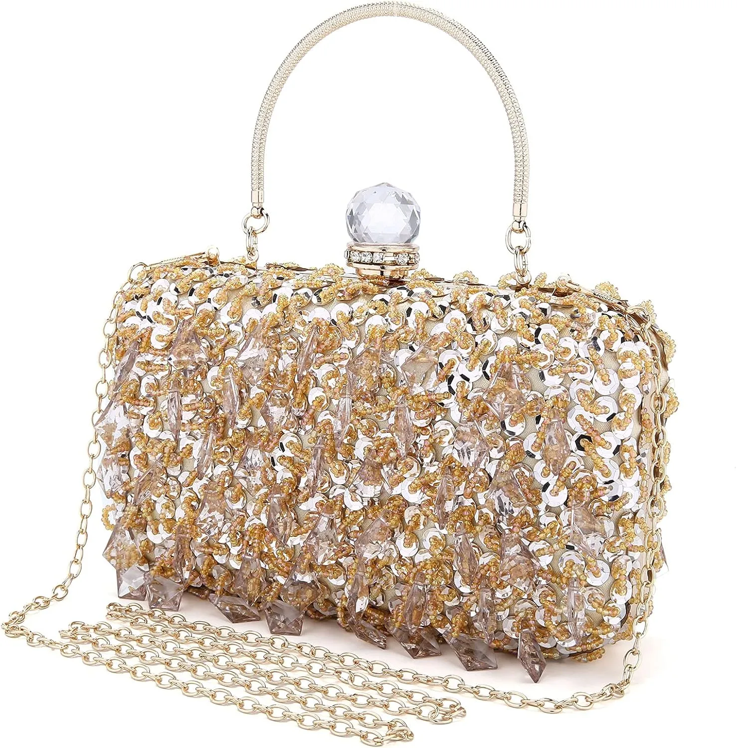 UBORSE Women Wedding Clutch Rhinestone Bling Sequin Evening Bags Vintage Crystal Beaded Cocktail Party Party Purse