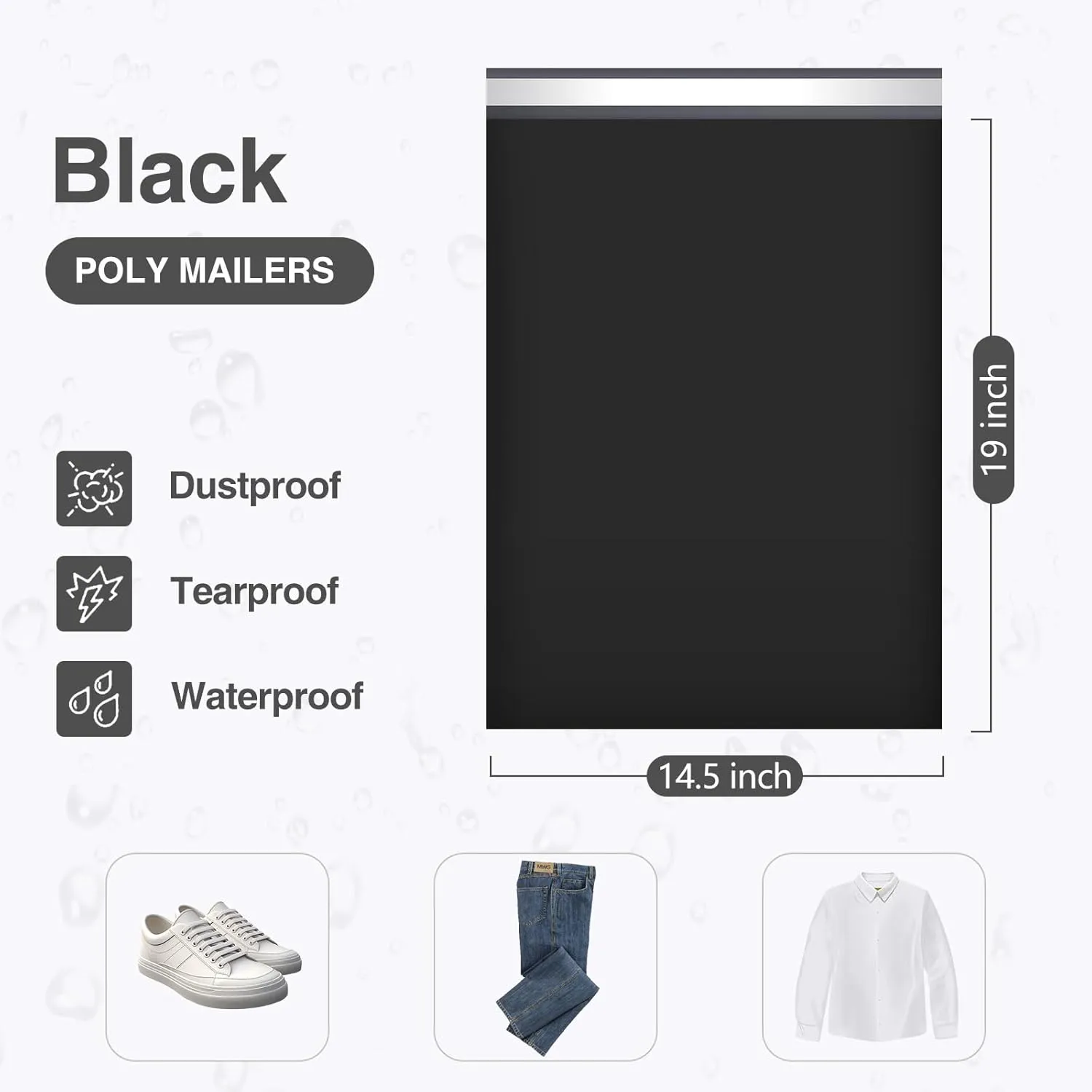 UCGOU Poly Mailers 12x15.5 Inch Black 100 Pack Medium Shipping Bags #5 Strong Thick Mailing Envelopes Self Sealing Adhesive Waterproof and Tear Proof Boutique Packaging Postal for Clothing