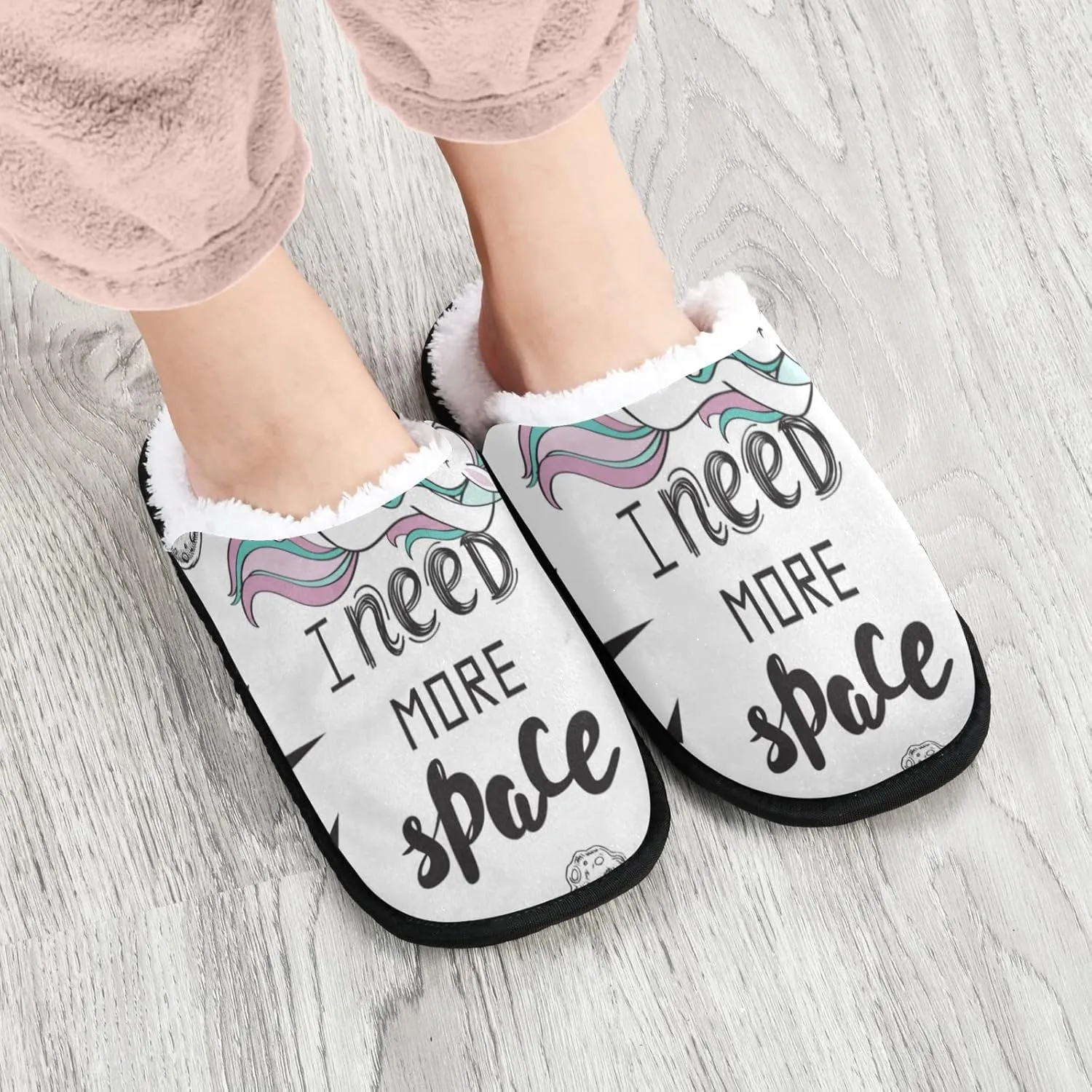 Unisex Slippers Fuzzy Feet Plush Cotton Slippers Anti-Slip Warm House Shoes M/L