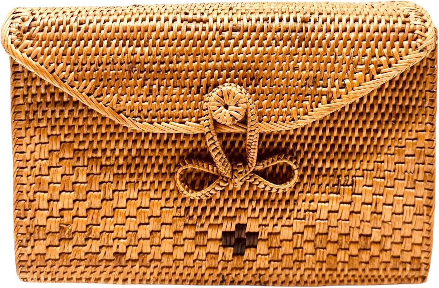 Utama Balinese Rattan Bag for Women - Handmade Ata Wicker Woven Purse - Square Brown Straw Boho Bags - Made in Phillipines