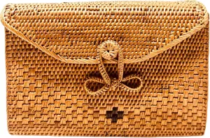 Utama Balinese Rattan Bag for Women - Handmade Ata Wicker Woven Purse - Square Brown Straw Boho Bags - Made in Phillipines
