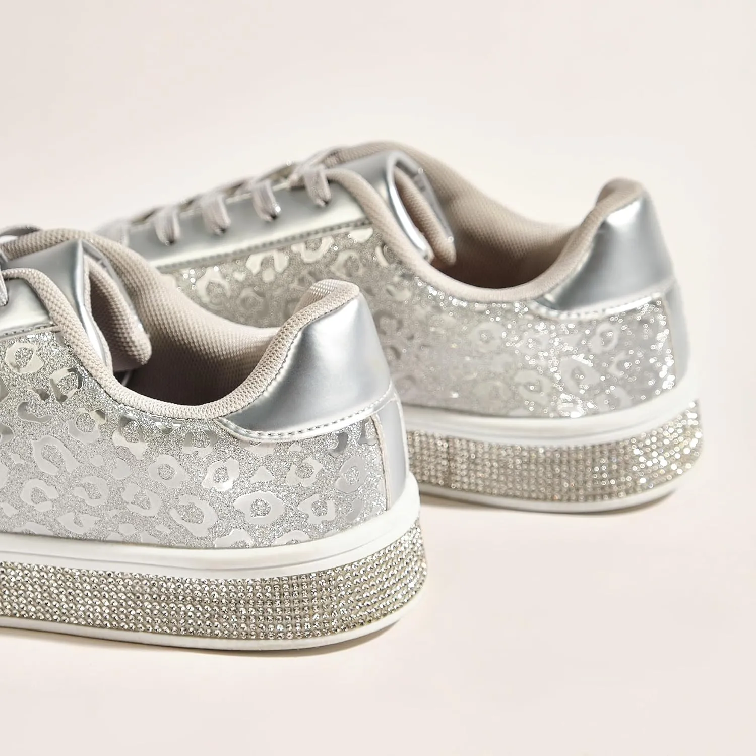 UUBARIS Women's Glitter Tennis Sneakers Neon Dressy Sparkly Sneakers Rhinestone Bling Wedding Bridal Shoes Shiny Sequin Shoes