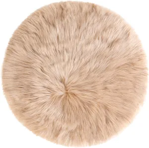 uxcell Faux Fur Round Rug,Fluffy Area Mat,Fluff Rugs for Bedroom Floor Sofa Living Room 2 x 2 Feet Khaki