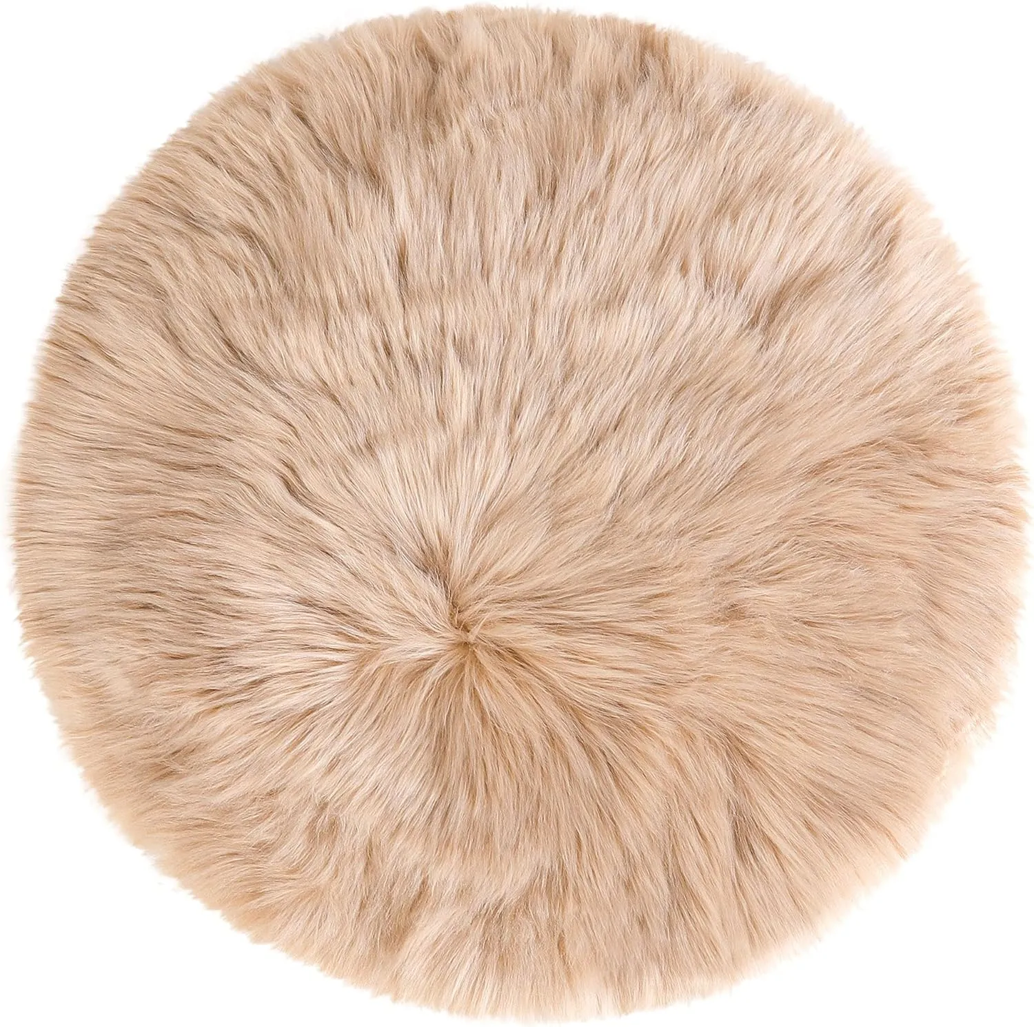 uxcell Faux Fur Round Rug,Fluffy Area Mat,Fluff Rugs for Bedroom Floor Sofa Living Room 2 x 2 Feet Khaki