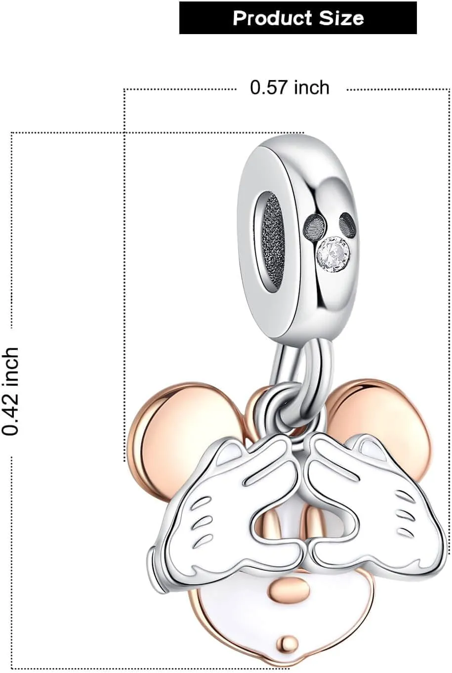 VALGACLS 925 Sterling Silver Family Love Mom Mouse Heart Charms for Bracelets Necklace Valentine's Day Mother's Day Jewelry Charm for Women