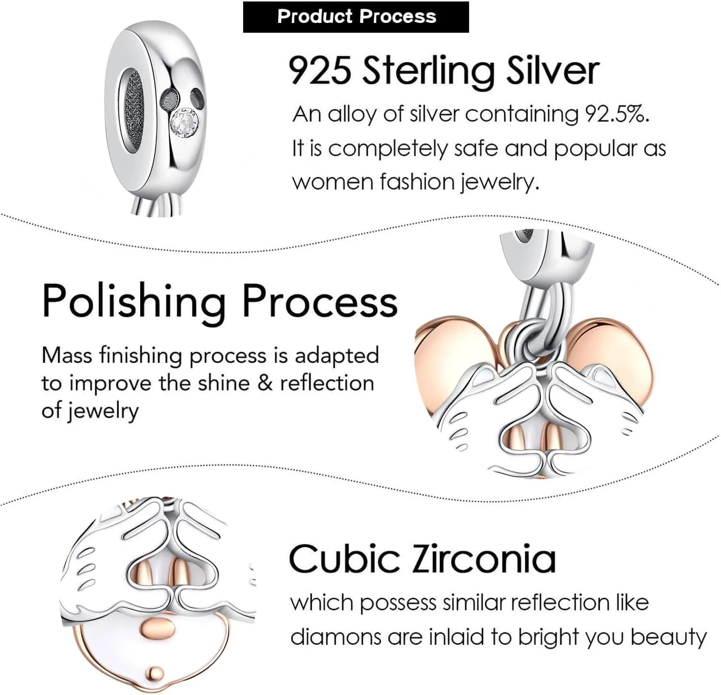 VALGACLS 925 Sterling Silver Family Love Mom Mouse Heart Charms for Bracelets Necklace Valentine's Day Mother's Day Jewelry Charm for Women
