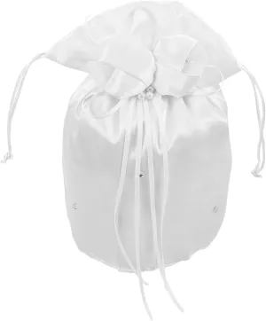VALICLUD White Satin Bridal & Bridesmaid Wedding Bag Elegant Clutch Purse Dolly Handbag for Bride, Bridal Shower,