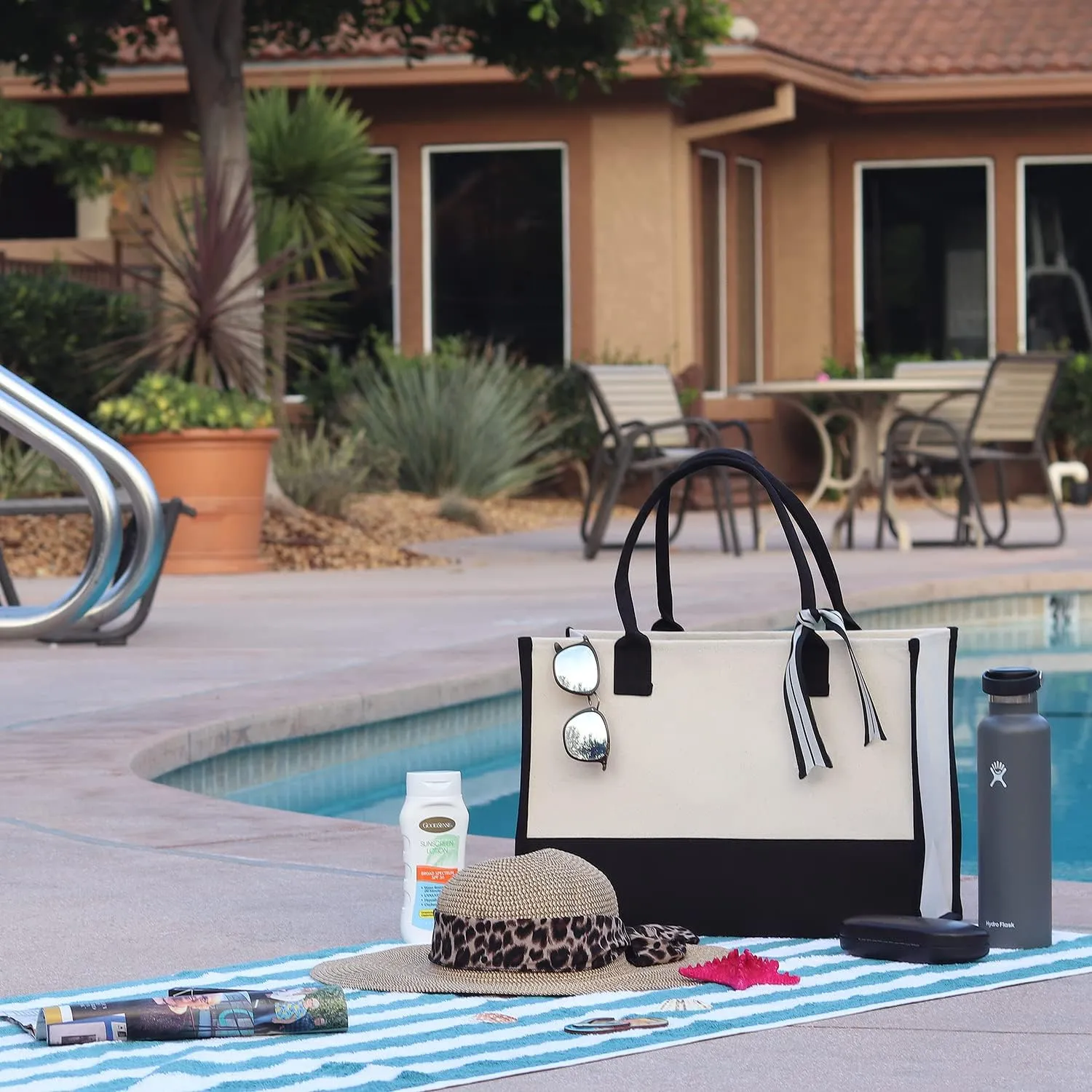 VANESSA ROSELLA Beach Tote Bag Large - Chic Tote Bag for Pool Gym Travel Cruise Picnic Road Trip