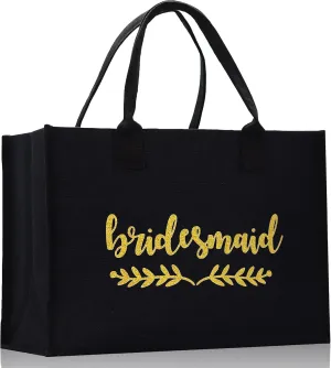 VANESSA ROSELLA Premium Quality Wedding Bridal Shower Bride 100% Cotton Chic Tote Bag with 3 Color Option