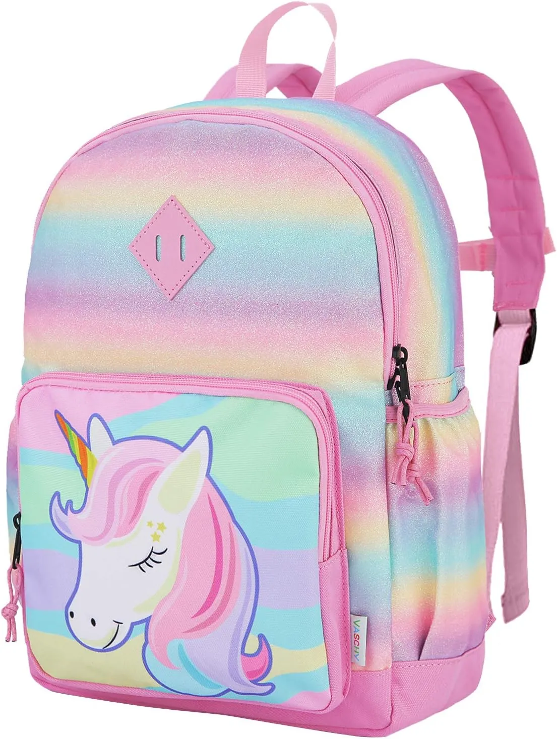 VASCHY Unicorn Backpack for Little Girls, Cute Rainbow Glitter Lightweight Water Resistant Preschool Backpack for Kids,Toddlers Kindergarten School Bag