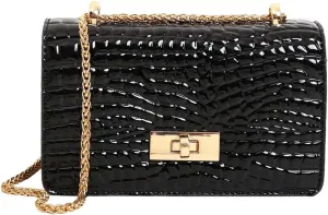 Verdusa Women's Crocodile Pattern Y2K Shoulder Bag PU Leather Mini Handbag Purse with Buckle