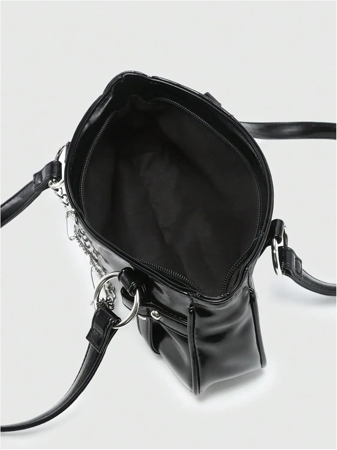 Verdusa Women's Cross Chain Goth Square Bag Top Handle Underarm Shoulder Bags