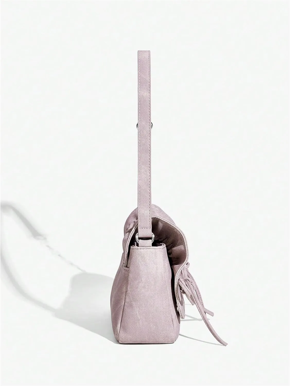 Verdusa Women's Ruched Denim Shoulder Bags Bow Handbags Purse with Chain Strap