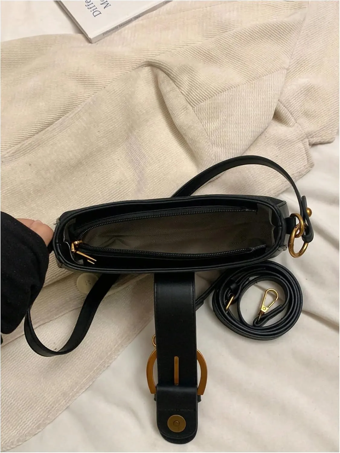 Verdusa Women's Vintage Commute PU Leather Bag Zipper Top Shoulder Bag