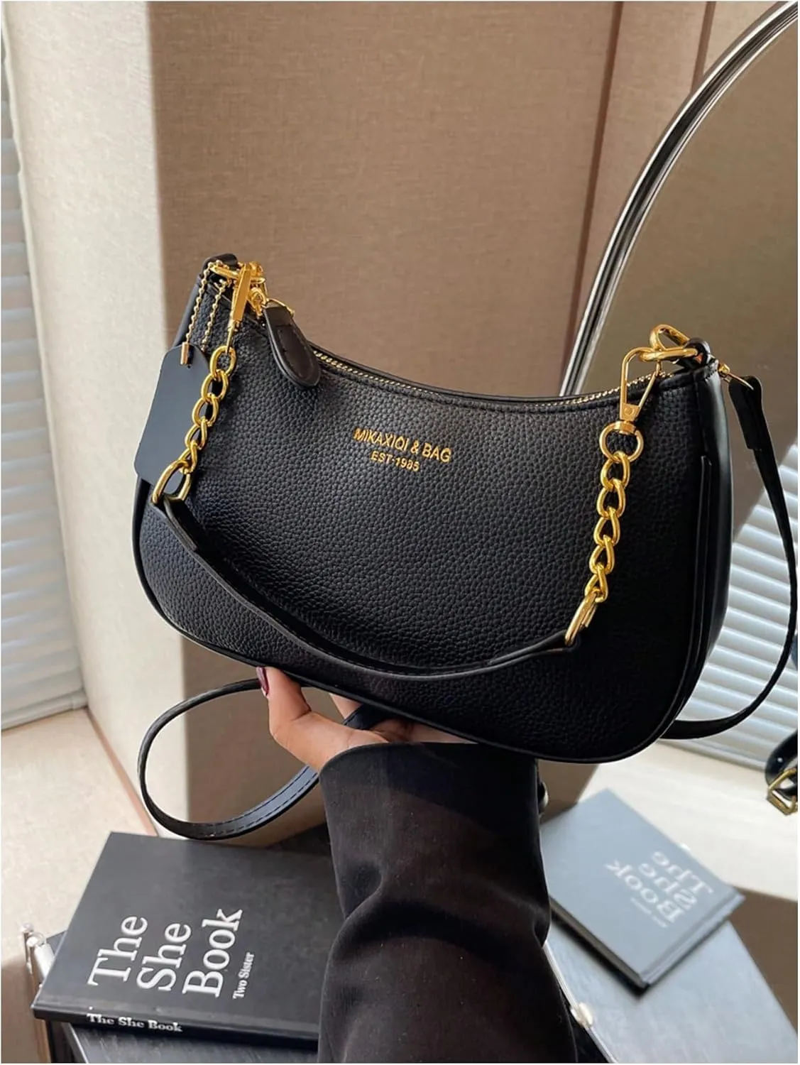 Verdusa Women's Vintage Commute PU Leather Zipper Top Shoulder Bag