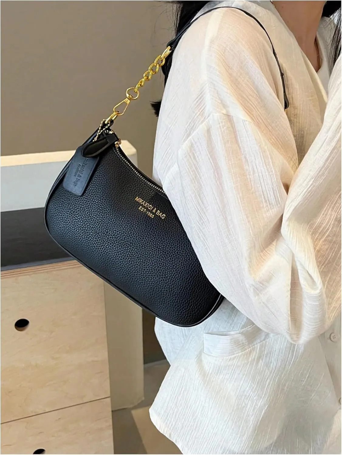 Verdusa Women's Vintage Commute PU Leather Zipper Top Shoulder Bag