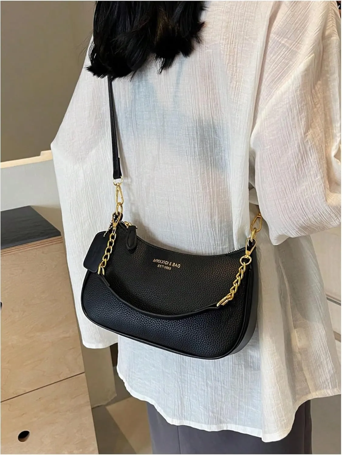 Verdusa Women's Vintage Commute PU Leather Zipper Top Shoulder Bag