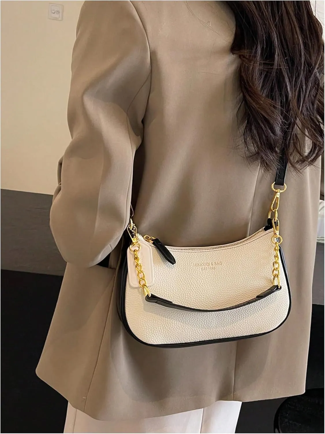 Verdusa Women's Vintage Commute PU Leather Zipper Top Shoulder Bag