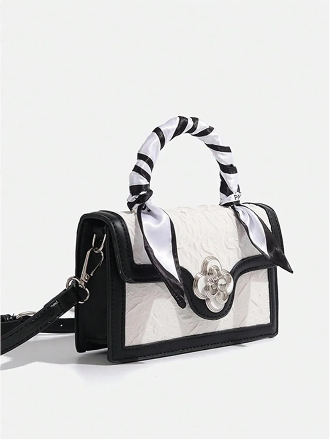 Verdusa Women's Vintage Crossbody Bags Top Handle Square Flap Satchel Purses with Ribbon
