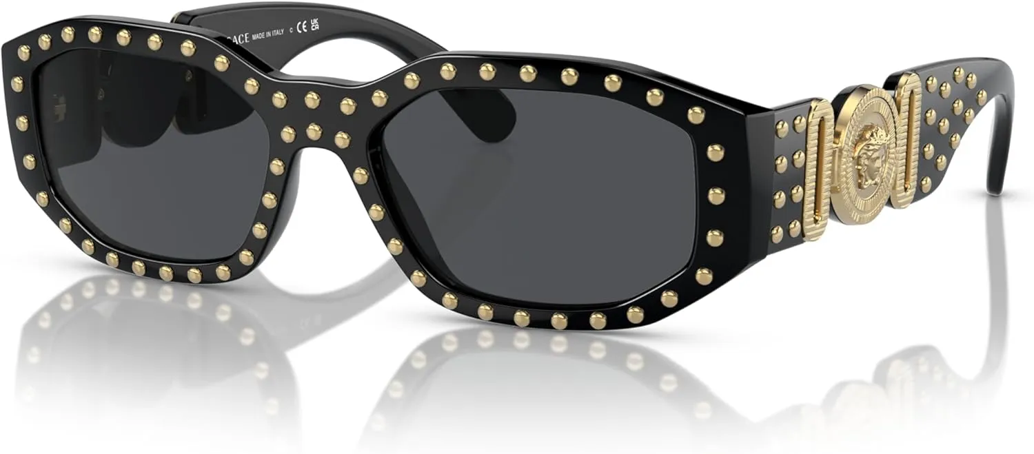 Versace Man Sunglasses Black Frame, Dark Grey Lenses, 53MM