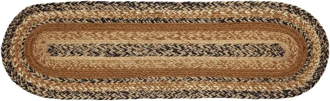 VHC Brands Primitive Flooring Prim Grove Jute Latex Backing Oval, Stair Tread, Plain