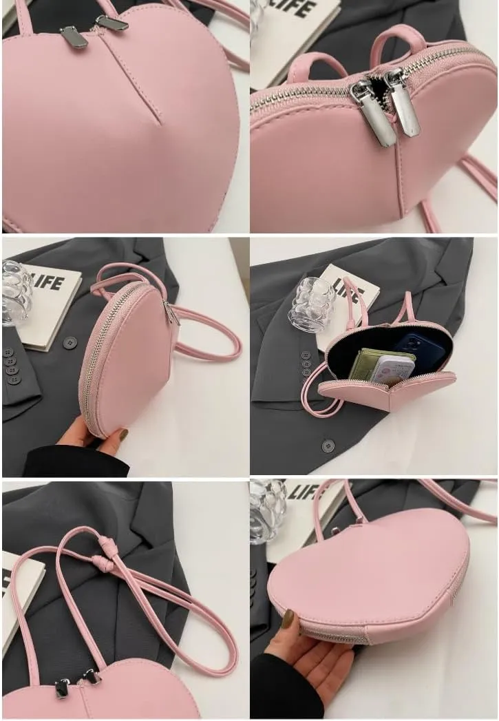 Vhitler Heart Purse Small Crossbody Purse Cute Purses Red Purse Designer Handbags for Women Pink Bag