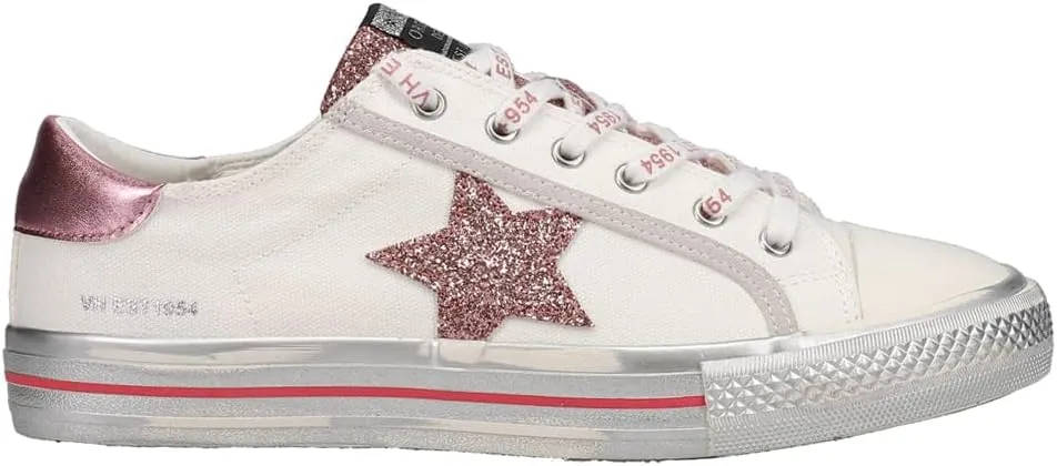 VINTAGE HAVANA Womens Alive Glitter Lace Up Sneakers Shoes Casual - White - Size 9 B