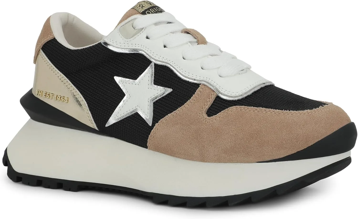 Vintage Havana Womens Major Glitter Platform Slip Onsneakers Sneakers Shoes Casual - Black, Silver, White