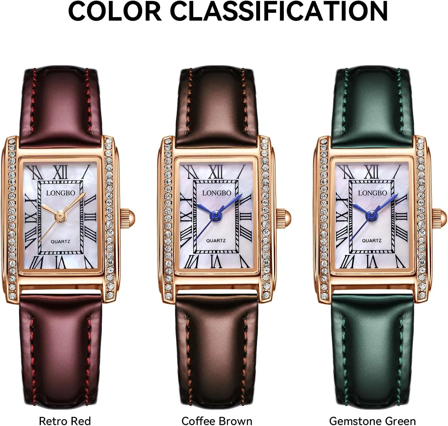 Vintage Square Women's Wristwatch, Quartz Stone Leather Strap Ladies Watch, Stylish Square Waterproof Women's Retro Watch