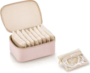 Vlando Mothers Day Gifts for Mom, Jewelry Box with 8 Velvet Jewelry Bags Travel Jewelry Case for Women Girls Jewelry Organizer Necklace Rings Earrings Bags Gift Ideas for Teacher Birthday Bride (Pink)