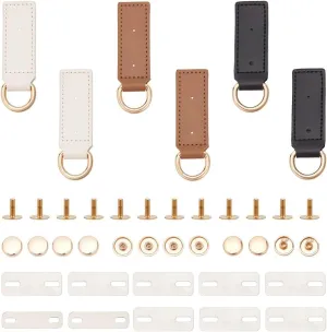 WADORN 6 Sets Metal Side Bag Buckle, 3 Colors Leather Purse Suspension Clasp, Detachable D-Ring With Screws, Webbing Strap, Handbag Side Clip, DIY Leather Craft Bag Hardware