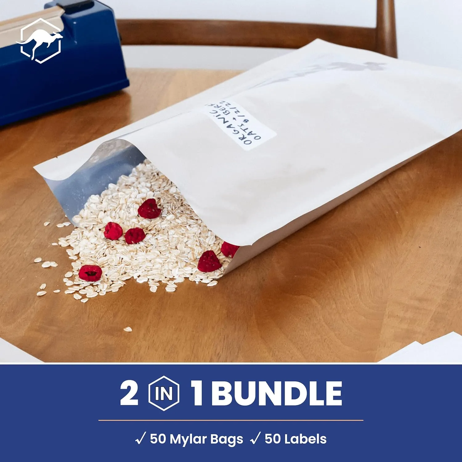 Wallaby 2.5-Gallon Mylar Bag Bundle - 30x (5 Mil - 12" x 18") Mylar Bags   30x Labels - Heat Sealable, Food Safe, & Reliable Long Term-Food Storage Solutions - Silver