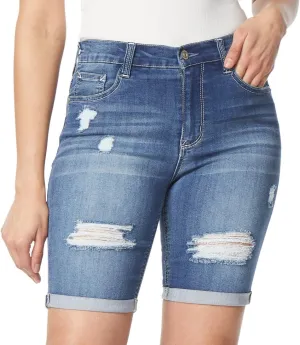 WallFlower Women's Irresistible Denim Shorts High-Rise Insta Soft Juniors (Standard and Plus)