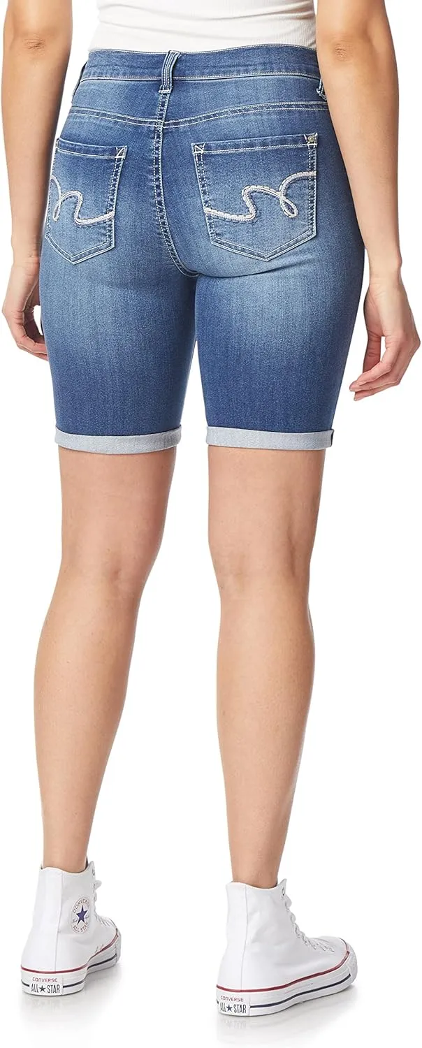 WallFlower Women's Irresistible Denim Shorts High-Rise Insta Soft Juniors (Standard and Plus)