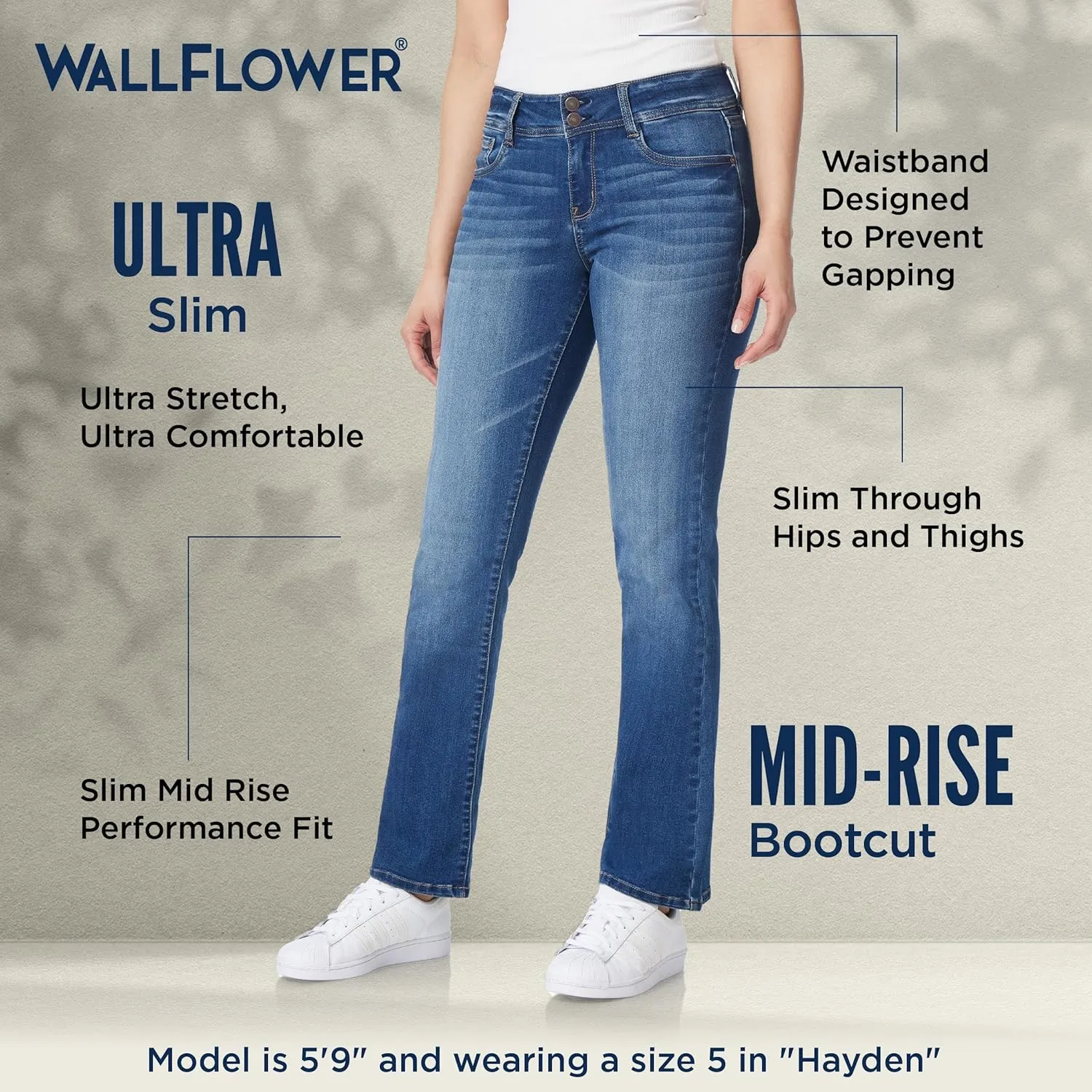 WallFlower Women's Ultra Slim Bootcut Mid-Rise Insta Soft Juniors Jeans